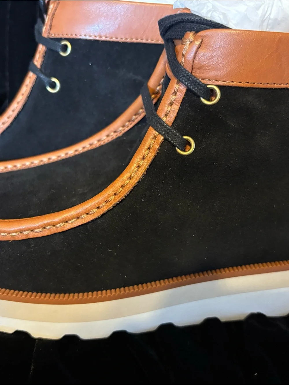 Coach Black and Brown Suede Men’s Chukka Boots with White Lug Sole